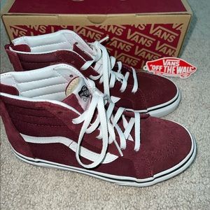 Burgundy High Top Vans; Size 2.5 Kids